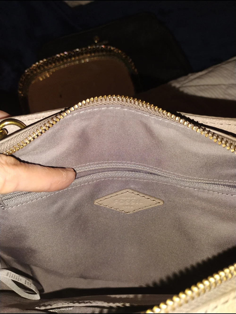 Fossil Cream and Taupe Snake Textured Satchel